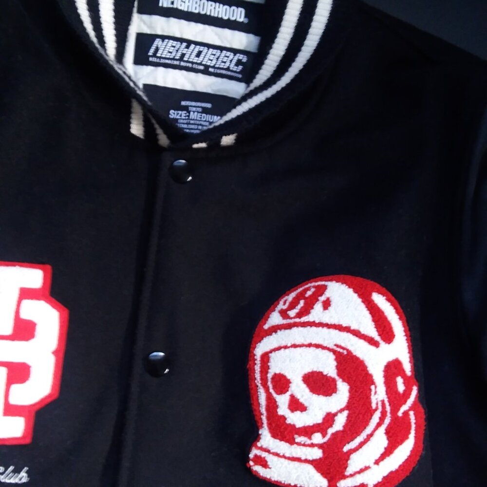 Billionaire Boys Club X Neighborhood 2018 Astro Skull Leather Varsity Jacket BBC - Picture 14 of 14